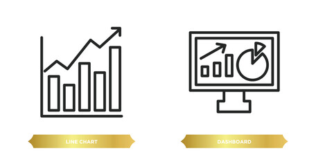 Poster - two editable outline icons from customer service concept. thin line icons such as line chart, dashbo