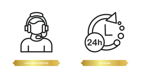 Poster - two editable outline icons from customer service concept. thin line icons such as customer service, 