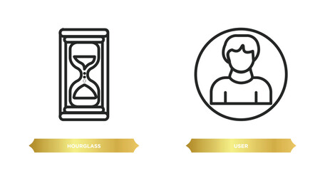 Poster - two editable outline icons from customer service concept. thin line icons such as hourglass, user ve