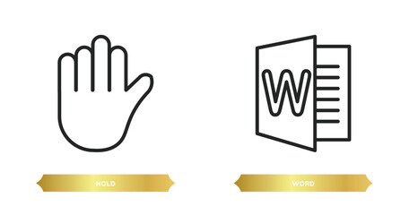 Poster - two editable outline icons from category concept. thin line icons such as hold, word vector.