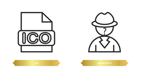 Poster - two editable outline icons from blockchain concept. thin line icons such as ico, anonymity vector.