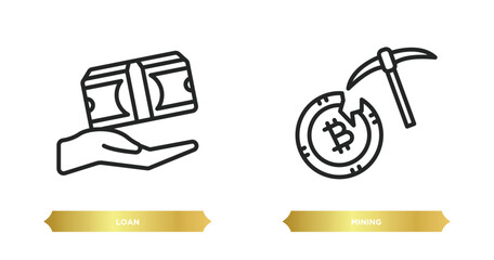 Poster - two editable outline icons from cryptocurrency concept. thin line icons such as loan, mining vector.