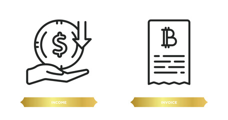 Poster - two editable outline icons from cryptocurrency concept. thin line icons such as income, invoice vector.