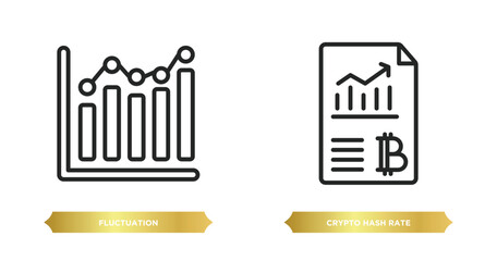 Poster - two editable outline icons from cryptocurrency concept. thin line icons such as fluctuation, crypto 
