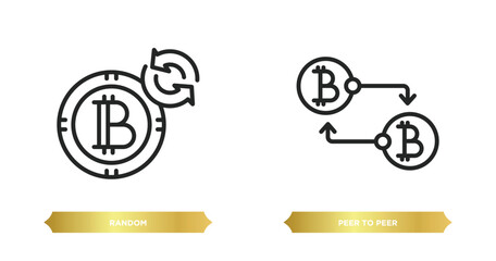 Poster - two editable outline icons from cryptocurrency concept. thin line icons such as random, peer to peer vector.