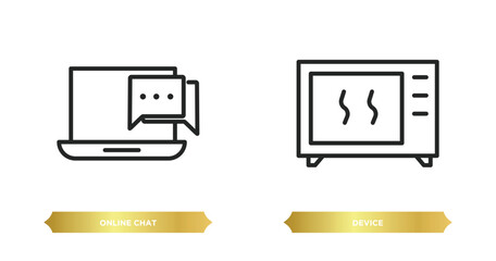 Poster - two editable outline icons from computer concept. thin line icons such as online chat, device vector