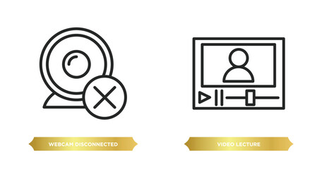 Poster - two editable outline icons from computer concept. thin line icons such as webcam disconnected, video