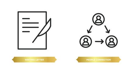 Poster - two editable outline icons from communication concept. thin line icons such as writing letter, peopl