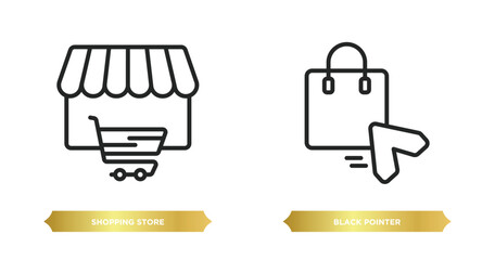 Canvas Print - two editable outline icons from commerce concept. thin line icons such as shopping store, black pointer vector.