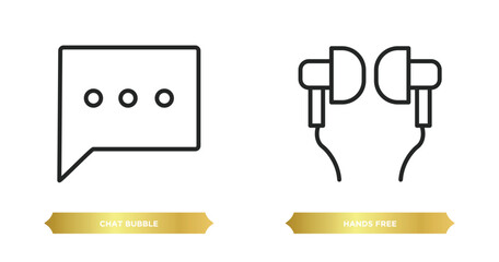 Poster - two editable outline icons from communication concept. thin line icons such as chat bubble, hands free vector.