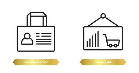 Poster - two editable outline icons from commerce concept. thin line icons such as bag business card, graph f