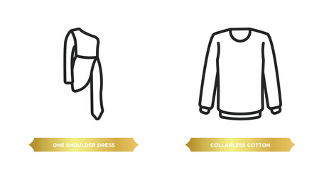 Poster - two editable outline icons from clothes concept. thin line icons such as one shoulder dress, collarl