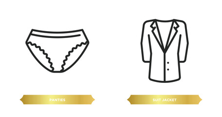 Poster - two editable outline icons from clothes concept. thin line icons such as panties, suit jacket vector