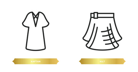 Poster - two editable outline icons from clothes concept. thin line icons such as kaftan, kilt vector.