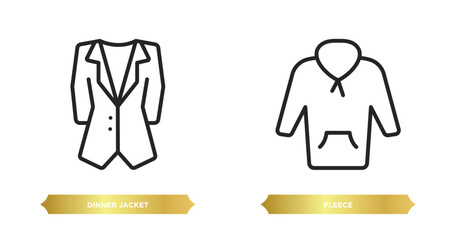 Wall Mural - two editable outline icons from clothes concept. thin line icons such as dinner jacket, fleece vector.