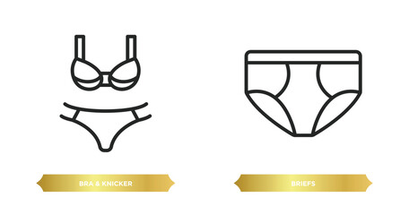 Poster - two editable outline icons from clothes concept. thin line icons such as bra & knicker, briefs vecto