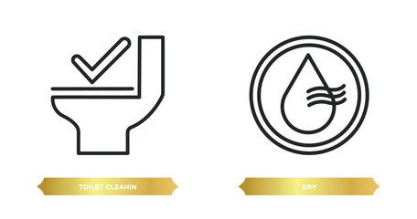 Wall Mural - two editable outline icons from cleaning concept. thin line icons such as toilet cleanin, dry vector.