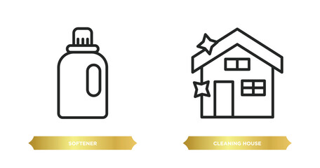 Poster - two editable outline icons from cleaning concept. thin line icons such as softener, cleaning house vector.
