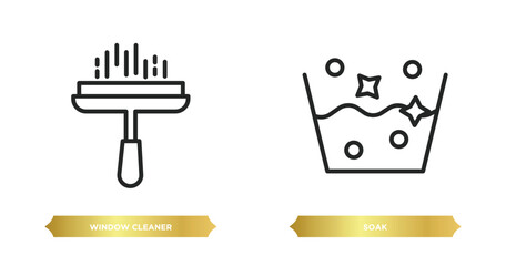 Poster - two editable outline icons from cleaning concept. thin line icons such as window cleaner, soak vector.