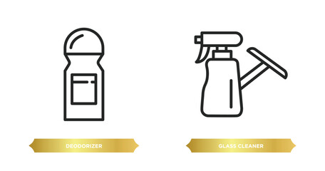 Wall Mural - two editable outline icons from cleaning concept. thin line icons such as deodorizer, glass cleaner vector.