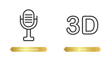 Poster - two editable outline icons from cinema concept. thin line icons such as movie microphone, 3d text vector.