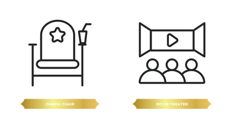Poster - two editable outline icons from cinema concept. thin line icons such as cinema chair, movie theater vector.