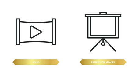 Poster - two editable outline icons from cinema concept. thin line icons such as solid, fabric for movies vec