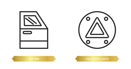 Poster - two editable outline icons from car parts concept. thin line icons such as car trim, car hazard lights vector.