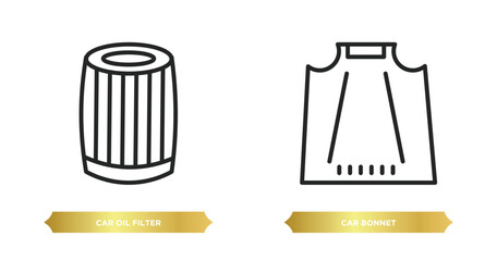 Poster - two editable outline icons from car parts concept. thin line icons such as car oil filter, car bonne