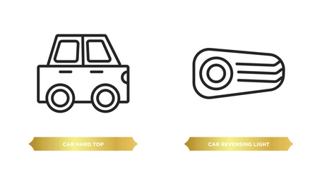 Poster - two editable outline icons from car parts concept. thin line icons such as car hard top, car reversing light vector.