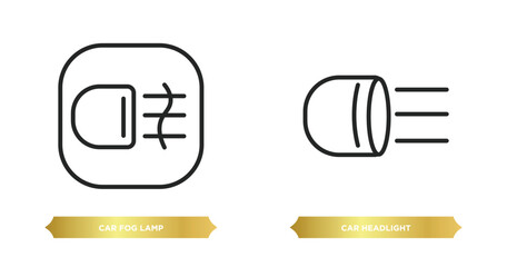 Poster - two editable outline icons from car parts concept. thin line icons such as car fog lamp, car headlig