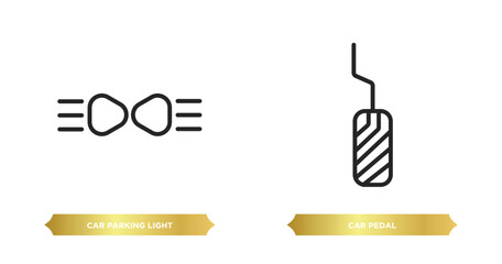 Poster - two editable outline icons from car parts concept. thin line icons such as car parking light, car pe
