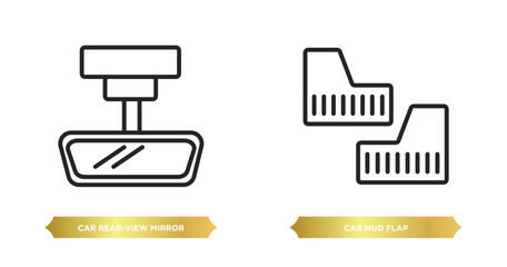 Poster - two editable outline icons from car parts concept. thin line icons such as car rear-view mirror, car