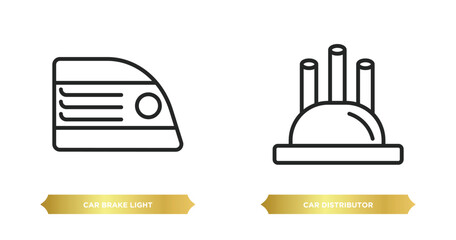 Poster - two editable outline icons from car parts concept. thin line icons such as car brake light, car distributor cap vector.