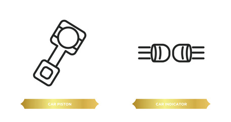 Poster - two editable outline icons from car parts concept. thin line icons such as car piston, car indicator vector.