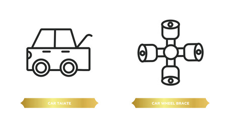 Poster - two editable outline icons from car parts concept. thin line icons such as car taiate, car wheel bra