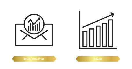Poster - two editable outline icons from business and analytics concept. thin line icons such as email analyt