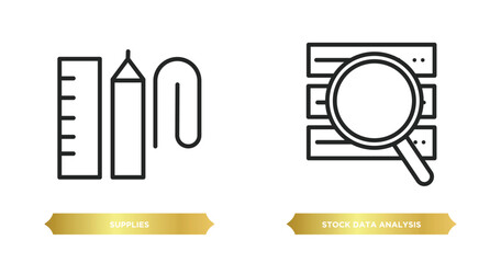 Poster - two editable outline icons from business and analytics concept. thin line icons such as supplies, st