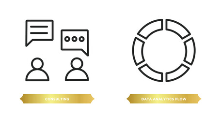 Poster - two editable outline icons from business and analytics concept. thin line icons such as consulting, data analytics flow vector.