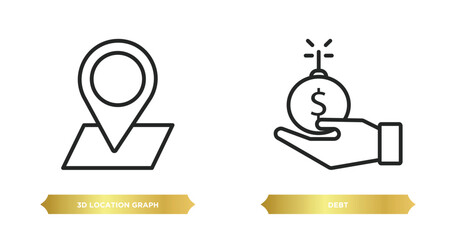 Poster - two editable outline icons from business and analytics concept. thin line icons such as 3d location graph, debt vector.
