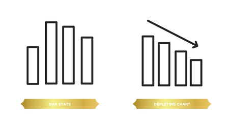 Poster - two editable outline icons from business and analytics concept. thin line icons such as bar stats, d