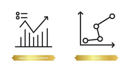 Fototapete - two editable outline icons from business and analytics concept. thin line icons such as analytic visualization, charts vector.