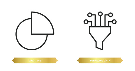 Poster - two editable outline icons from business and analytics concept. thin line icons such as chart pie, f