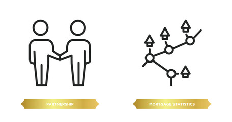 Poster - two editable outline icons from business and analytics concept. thin line icons such as partnership, mortgage statistics vector.
