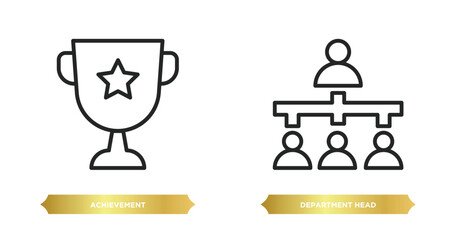 Poster - two editable outline icons from business and analytics concept. thin line icons such as achievement,