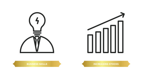 Poster - two editable outline icons from business and analytics concept. thin line icons such as business ski