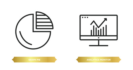 Fototapete - two editable outline icons from business and analytics concept. thin line icons such as graph pie, analytics monitor vector.