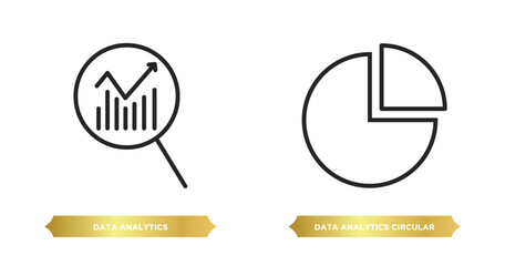 Fototapete - two editable outline icons from business and analytics concept. thin line icons such as data analytics, data analytics circular vector.