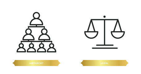 Poster - two editable outline icons from business and analytics concept. thin line icons such as hierarchy, l