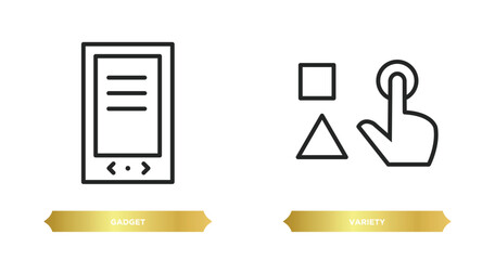 Wall Mural - two editable outline icons from business and analytics concept. thin line icons such as gadget, variety vector.